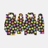 Kleurrijke lachende emoji gezichten op zwart bedankdoosjes (Uitgevouwen)