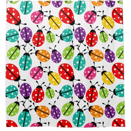 Kleurrijke Lady Bug Douchegordijn (Voorkant)