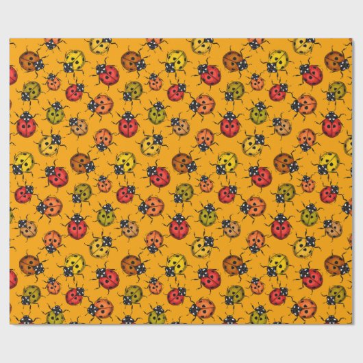 Kleurrijke ladybugs cadeaupapier (Vlak)