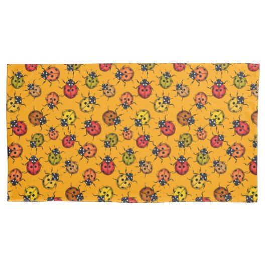 Kleurrijke ladybugs kussensloop (Voorkant-Links)