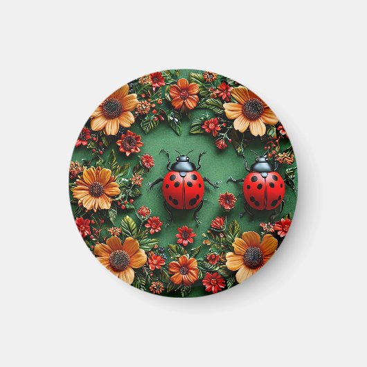 Kleurrijke ladybugs magneet (Voorkant)