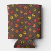Kleurrijke ladybugs op bruin blikjeskoeler (Achterkant)