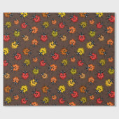 Kleurrijke ladybugs op bruin cadeaupapier (Vlak)