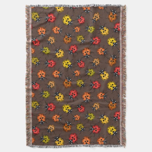 Kleurrijke ladybugs op bruin deken (Voorkant Verticaal)