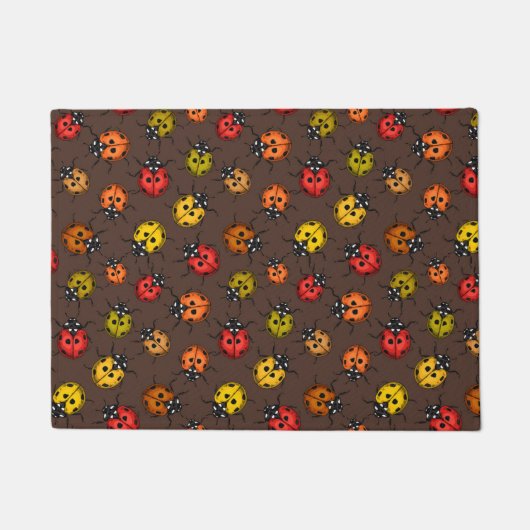 Kleurrijke ladybugs op bruin deurmat (Voorkant)