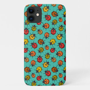Kleurrijke ladybugs op turkooizen Case-Mate iPhone case