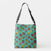 Kleurrijke ladybugs op turkooizen crossbody tas (Achterkant)