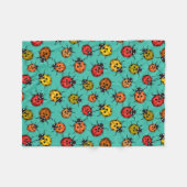 Kleurrijke ladybugs op turkooizen fleece deken (Voorkant (Horizontaal))