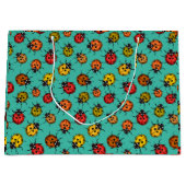 Kleurrijke ladybugs op turkooizen groot cadeauzakje (Voorkant)