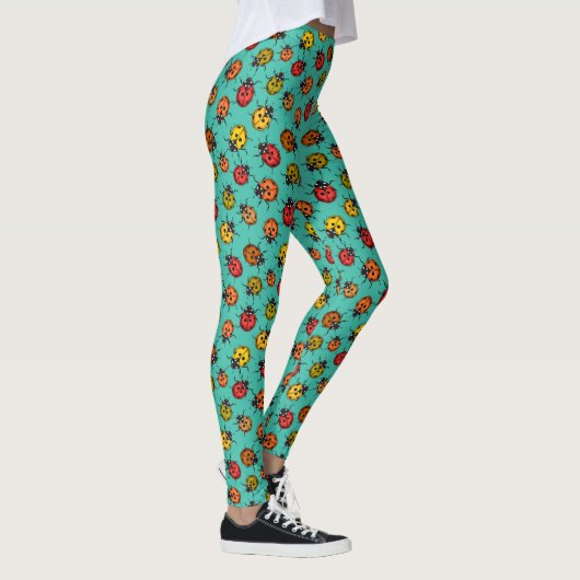 Kleurrijke ladybugs op turkooizen leggings (Rechts)