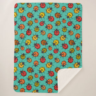 Kleurrijke ladybugs op turkooizen sherpa deken