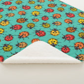 Kleurrijke ladybugs op turkooizen sherpa deken (3/4)