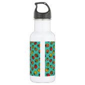 Kleurrijke ladybugs op turkooizen waterfles  (Achterkant)