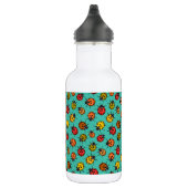 Kleurrijke ladybugs op turkooizen waterfles  (Rechts)
