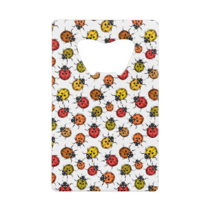 Kleurrijke ladybugs op wit creditkaart flessenopener