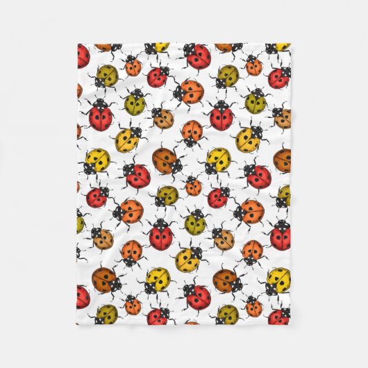 Kleurrijke ladybugs op wit fleece deken (Voorkant)
