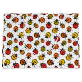 Kleurrijke ladybugs op wit groot cadeauzakje (Voorkant)