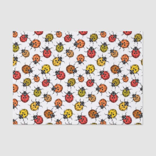 Kleurrijke ladybugs op wit tissuepapier (Voorkant)