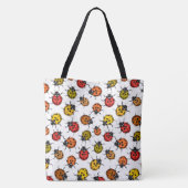 Kleurrijke ladybugs op wit tote bag (Achterkant)