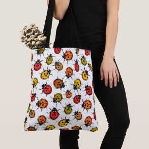 Kleurrijke ladybugs op wit tote bag