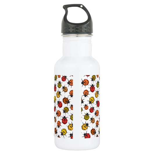 Kleurrijke ladybugs op wit waterfles  (Achterkant)