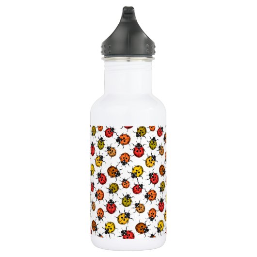 Kleurrijke ladybugs op wit waterfles  (Rechts)