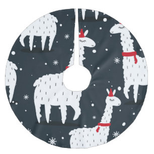 Kleurrijke lama's: besneeuwd dier naadloos. kerstboom rok