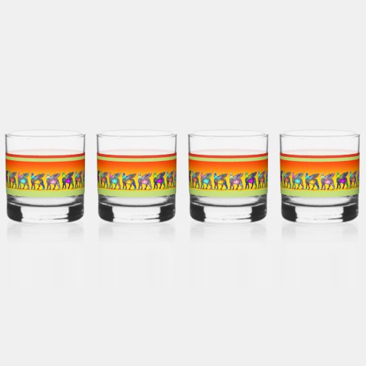 Kleurrijke Lamassu Drinkware Set Whisky Glas (Voorkant)