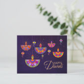 Kleurrijke lampen Happy Diwali-Briefkaart Briefkaart (Staand voorkant)