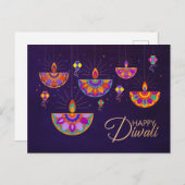 Kleurrijke lampen Happy Diwali-Briefkaart Briefkaart (Voorkant / Achterkant)