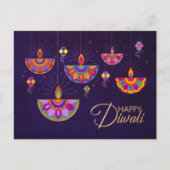 Kleurrijke lampen Happy Diwali-Briefkaart Briefkaart (Voorkant)