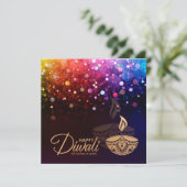 Kleurrijke lampen Happy Diwali-Kaart Kaart (Staand voorkant)