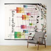 Kleurrijke Lampionnen Kersenboom Vogels Bruiloft/F Wandkleed (In Situ (horizontaal))