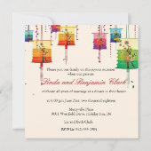 Kleurrijke Lampionnen Kersenboom Vogels Jubileum Kaart (Achterkant)