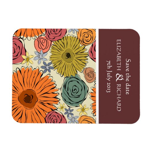 Kleurrijke land bloemen en bladeren Magneet (Horizontaal)