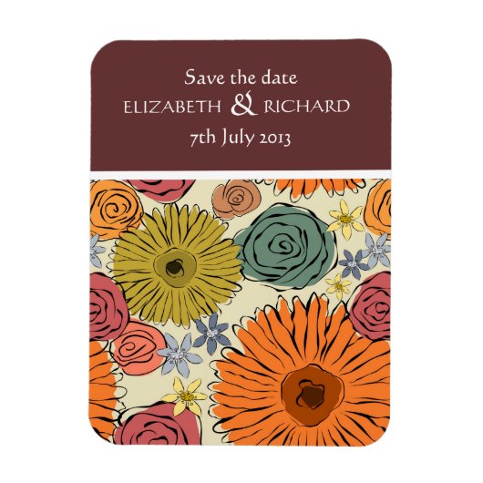 Kleurrijke land bloemen en bladeren Magneet (Verticaal)