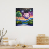 Kleurrijke Landscape Waterverf Wall Poster (Keuken)