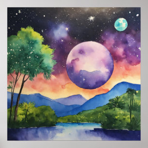 Kleurrijke Landscape Waterverf Wall Poster