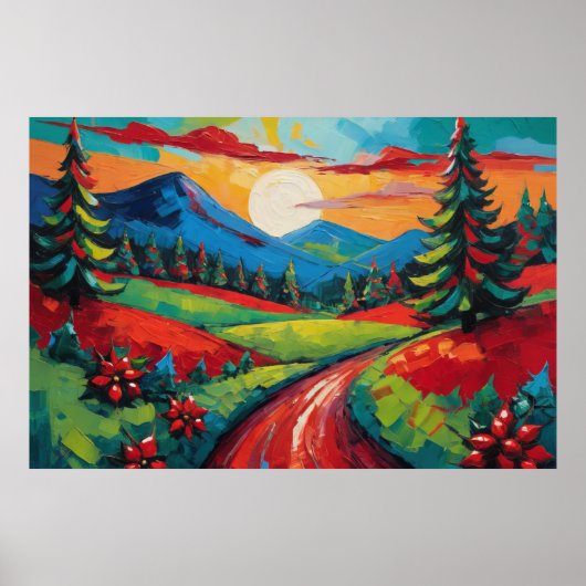 Kleurrijke landschapskunst op het platteland poster (Voorkant)