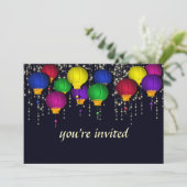 Kleurrijke Lantaarn Party Uitnodiging (Staand voorkant)