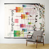 Kleurrijke Lantaarns Boom Vogels Chinese bruiloft Wandkleed (In Situ (horizontaal))