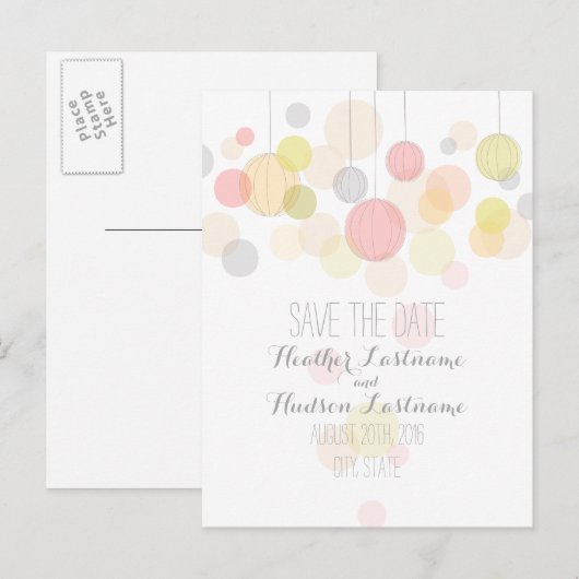 Kleurrijke Lantaarns Garden Wedding Save the Date Aankondigingskaart (Voorkant / Achterkant)