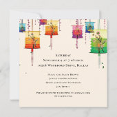 Kleurrijke Lantaarns Kersenboom Vogels Bruidsmeisj Kaart (Achterkant)