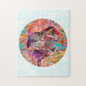 Kleurrijke Lapjeskat Kunstpuzzel Legpuzzel (Verticaal)