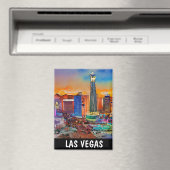 Kleurrijke Las Vegas Skyline Waterverf Magneet (Insitu (Vaatwasser))