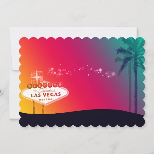 Kleurrijke Las Vegas Strip bruiloft Kaart (Achterkant)