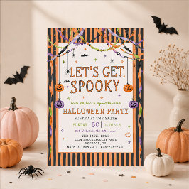 Kleurrijke Laten we een enge Halloween-feestje gev Kaart