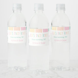 Kleurrijke Laten we taco's eten op een baby shower Waterfles Etiket