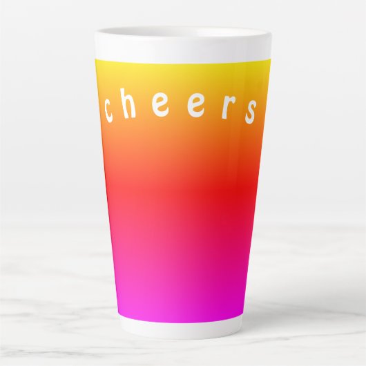 Kleurrijke latte Mok regenboogkleuren - Cheers (Voorkant)