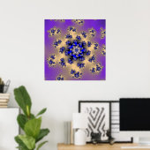 Kleurrijke Lavendel en Blauwe Fractal Poster (Thuiskantoor)